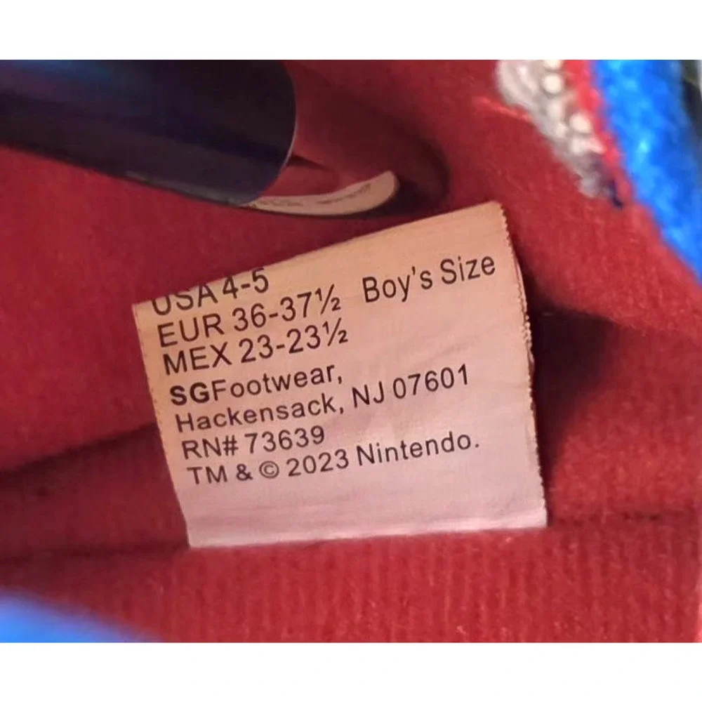 Super Mario Bros Plush Sneaker Slippers Boys Size 4-5 Mario & Luigi HighTop 2023